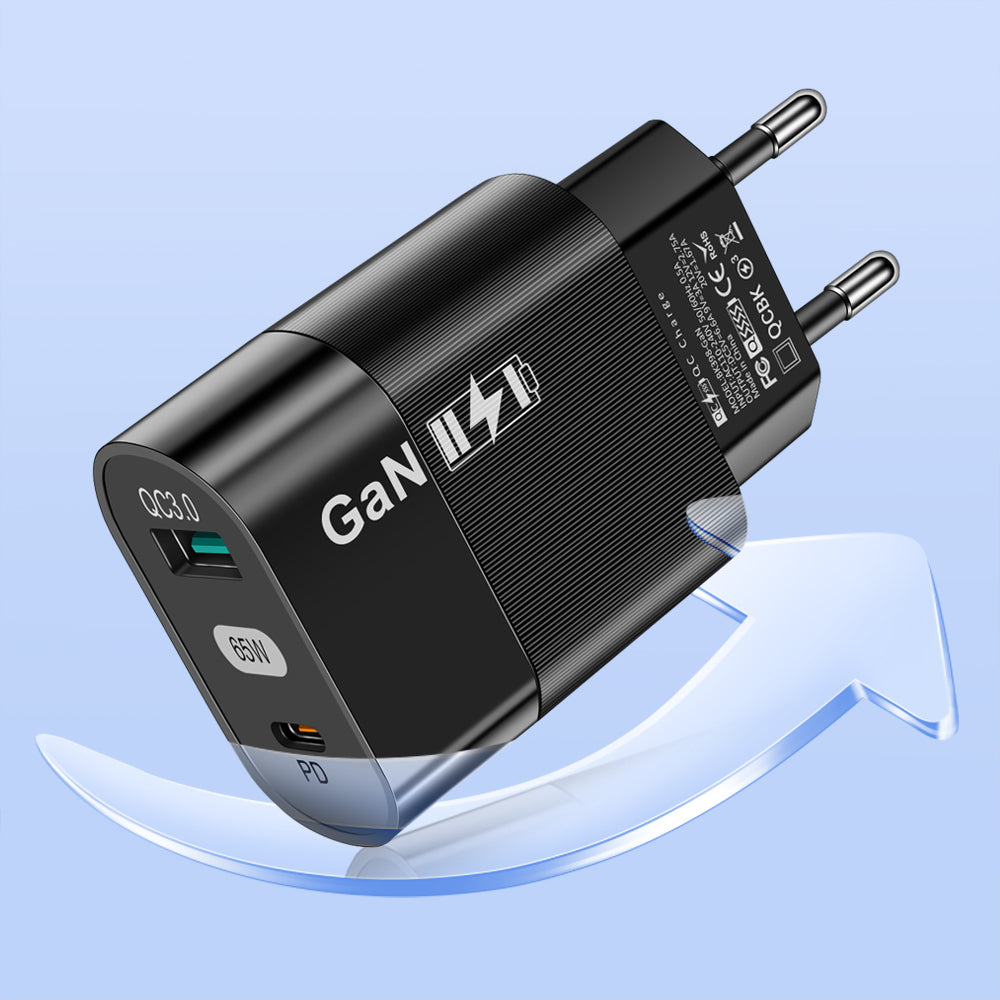 Caricabatterie Retea Techsuit CHPD131, 65W, 3.25A, 1 x USB-A - 1 x USB-C, Nero