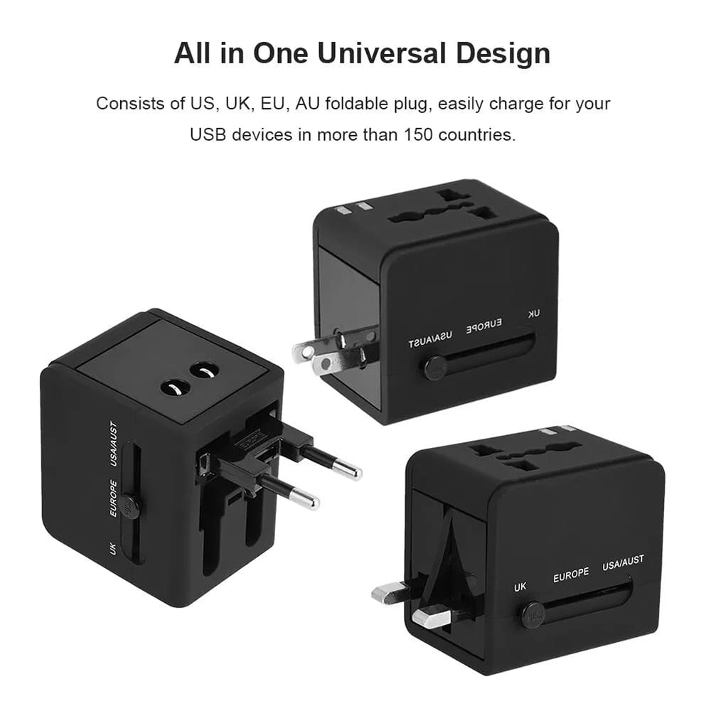 Caricabatterie da Rete Techsuit HHt148 Travel, 10W, 2A, 2 x USB-A, Nero