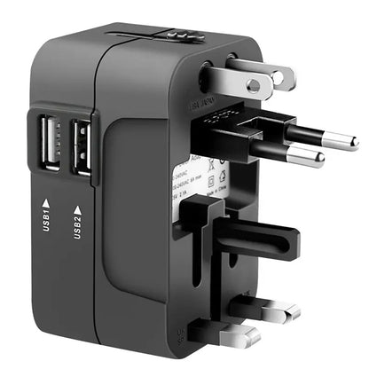 Caricabatterie da Rete Techsuit HHT202 Travel, 10W, 2A, 2 x USB-A, Nero