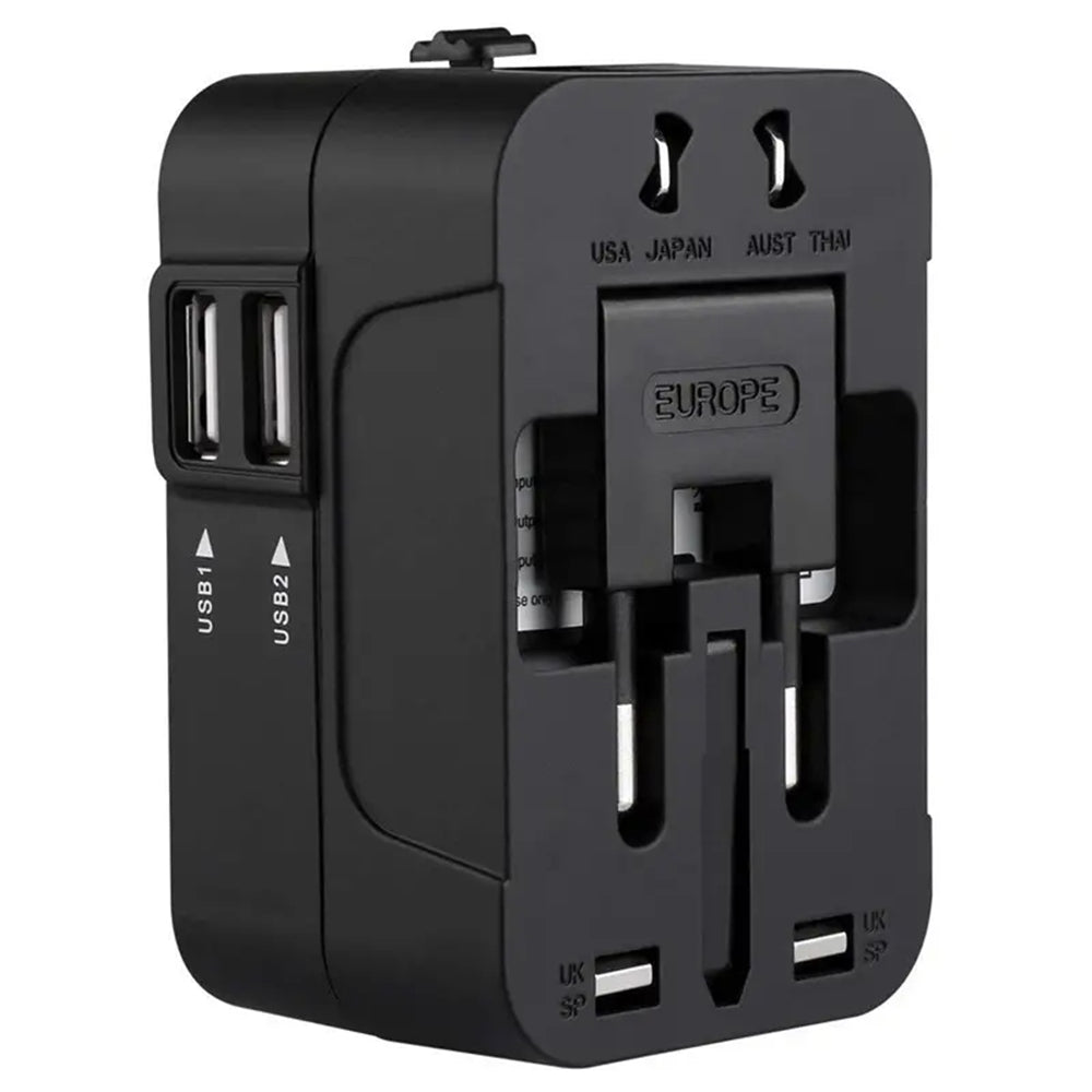 Caricabatterie da Rete Techsuit HHT202 Travel, 10W, 2A, 2 x USB-A, Nero