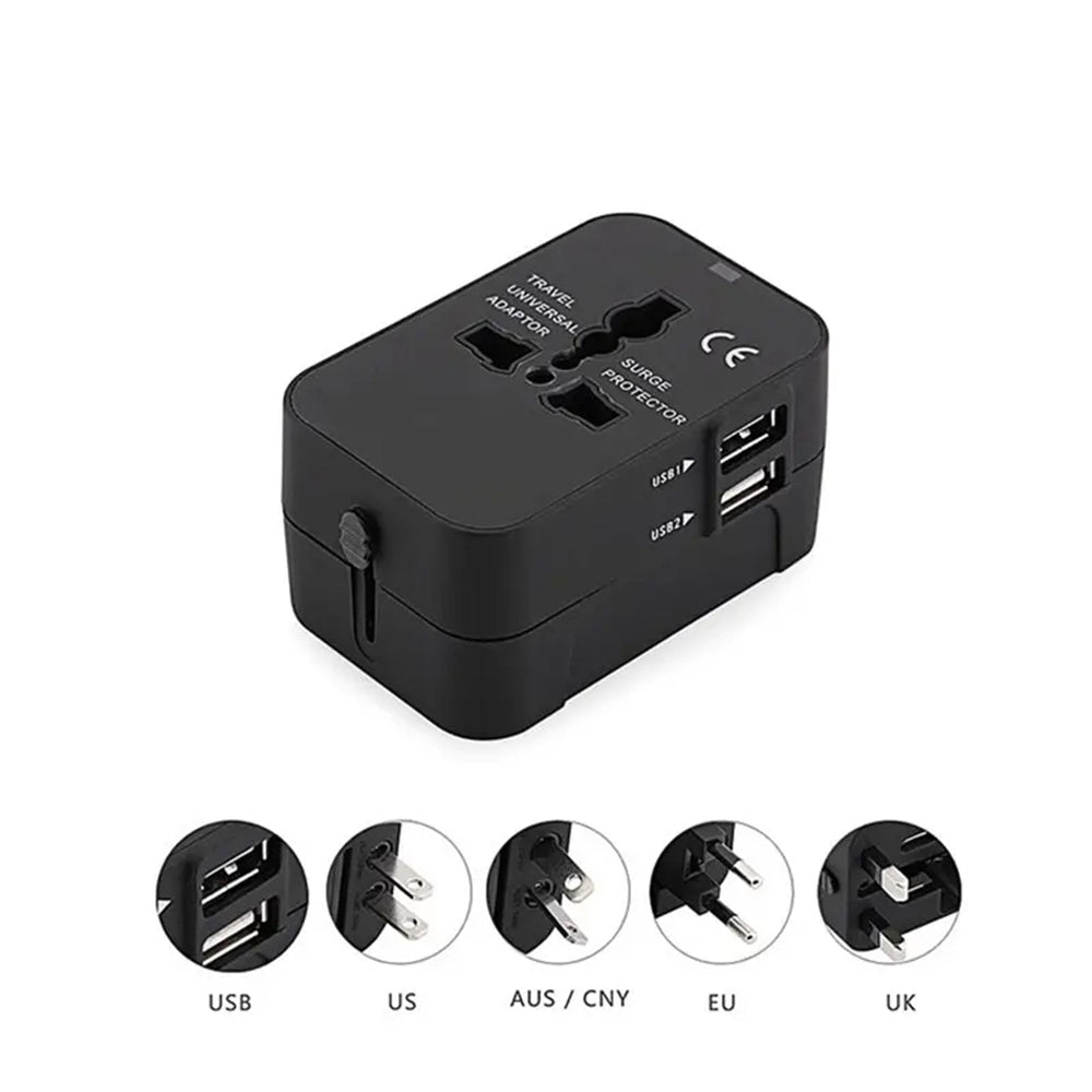 Caricabatterie da Rete Techsuit HHT202 Travel, 10W, 2A, 2 x USB-A, Nero