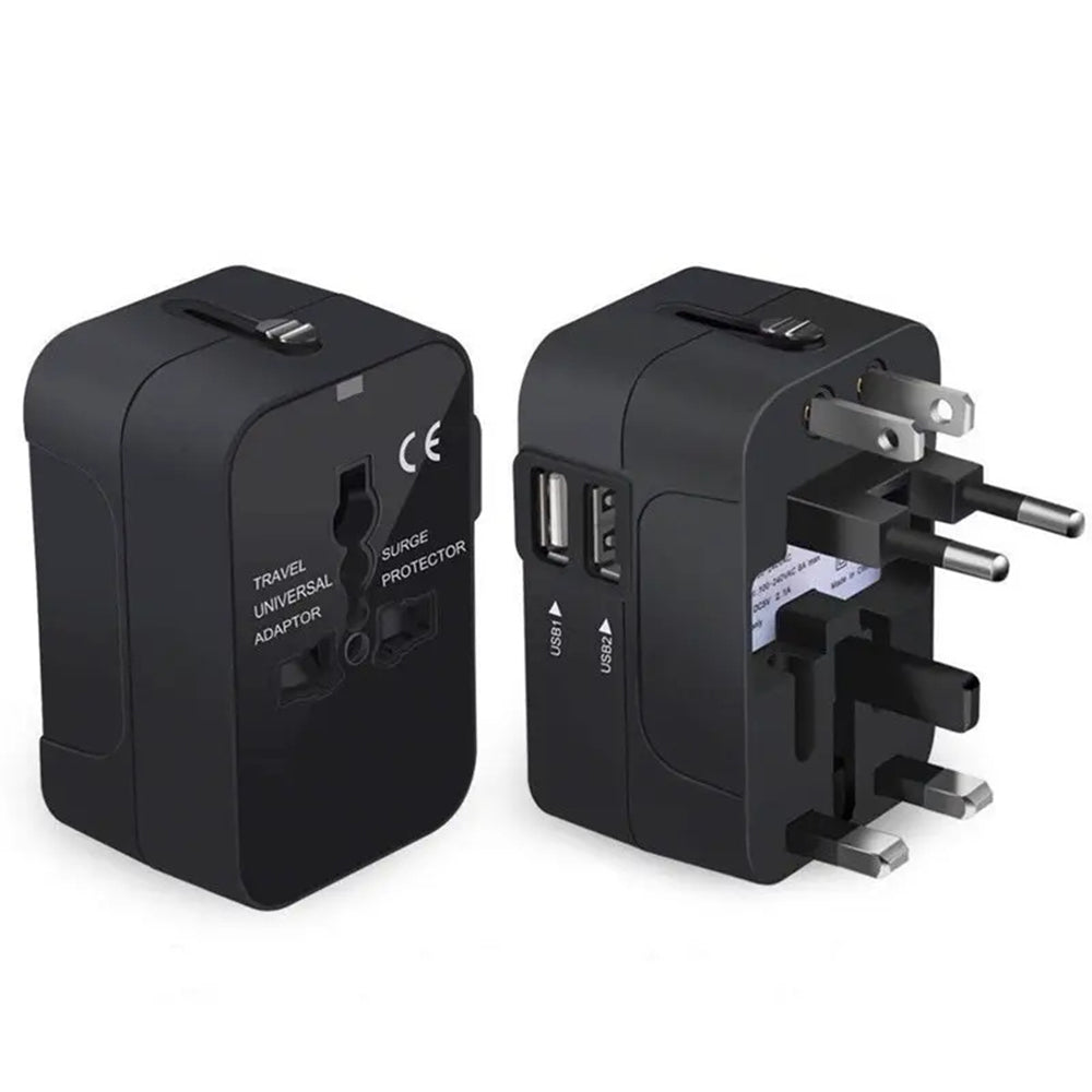 Caricabatterie da Rete Techsuit HHT202 Travel, 10W, 2A, 2 x USB-A, Nero
