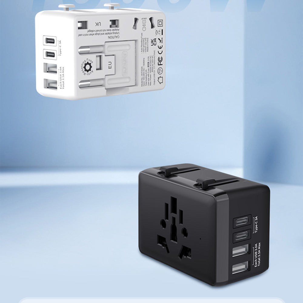 Caricabatterie da Rete Techsuit HHT203A Travel, 20W, 3A, 2 x USB-A - 2 x USB-C, Nero