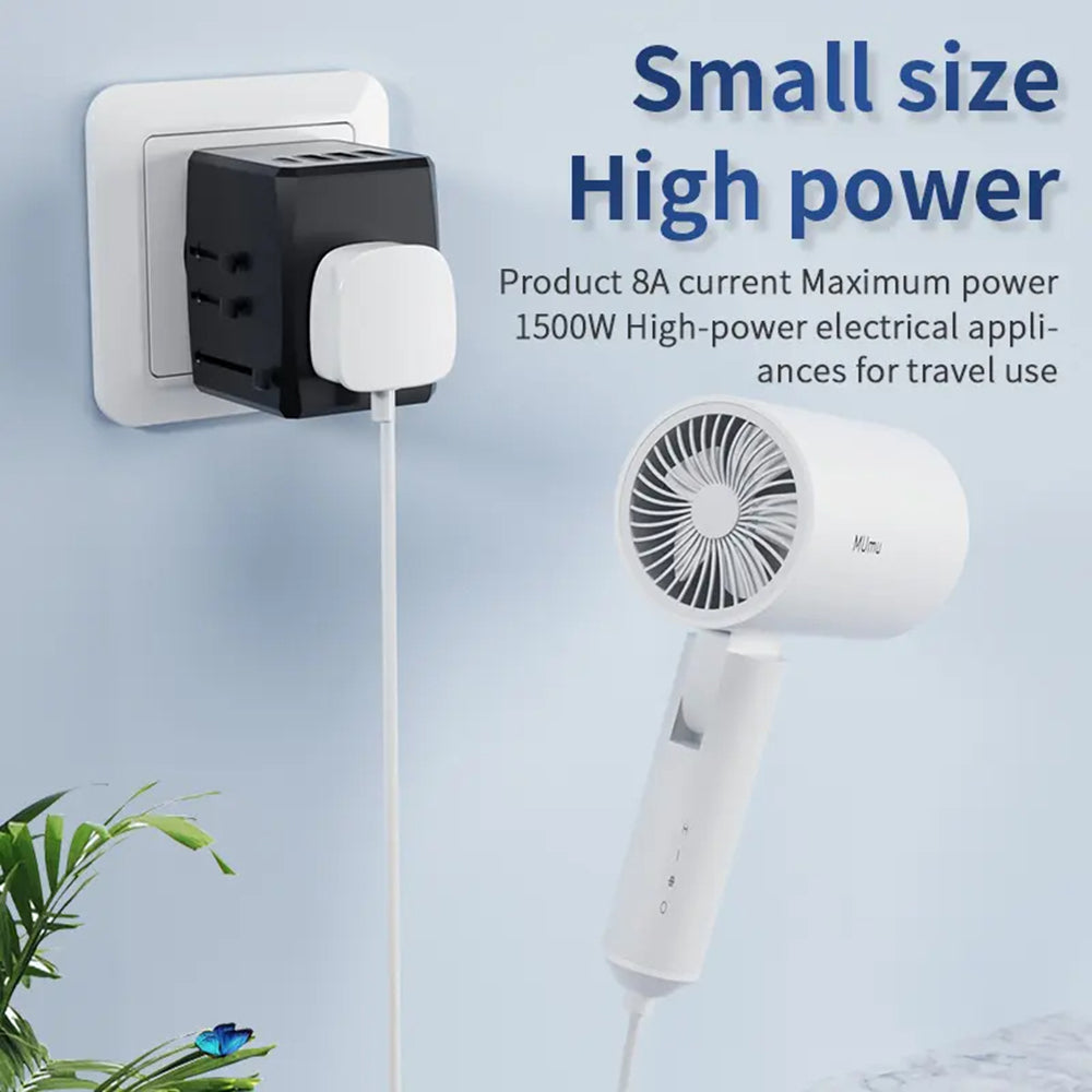 Caricabatterie da Rete Techsuit HHT904-B1 Travel, 15W, 3A, 3 x USB-A - 1 x USB-C, Nero