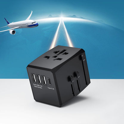 Techsuit HHT904-B3 Travel Network Charger, 30W, 3A, 3 x USB-A - 1 x USB-C, Black