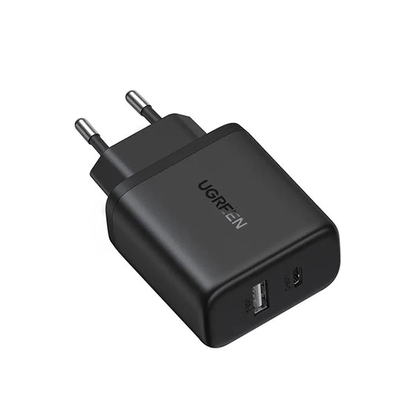 Caricabatterie da Rete UGREEN X227, 20W, 3A, 1 x USB-A - 1 x USB-C, Nero