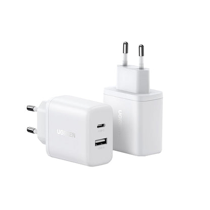 Caricabatterie da Rete UGREEN X227, 20W, 3A, 1 x USB-A - 1 x USB-C, Bianco