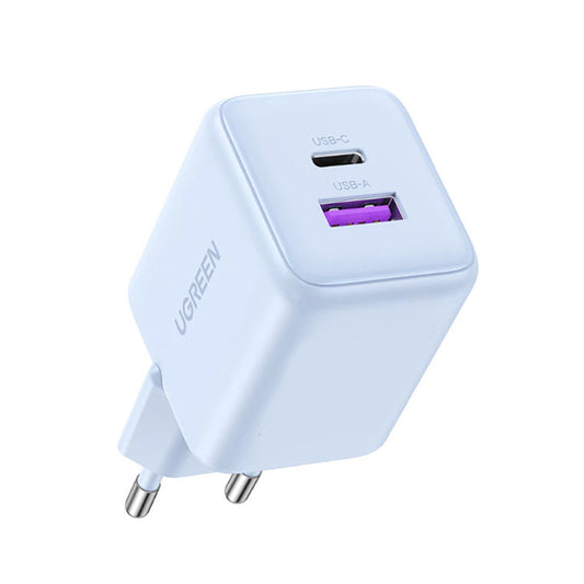Caricabatterie Rete UGREEN X516, 30W, 3A, 1 x USB-A - 1 x USB-C, Blu
