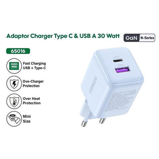 Caricabatterie Retea UGREEN X516, 30W, 3A, 1 x USB-A - 1 x USB-C, Nero
