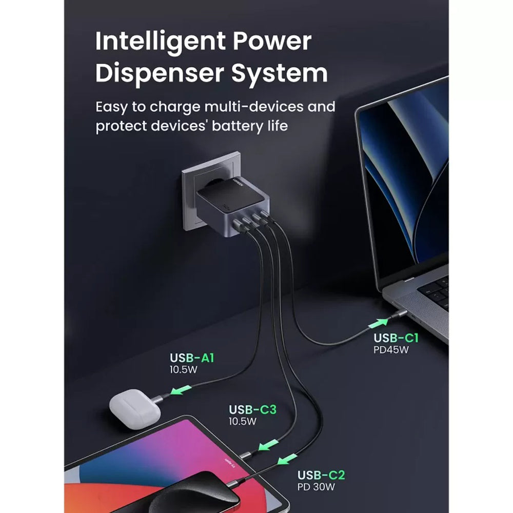 Caricabatterie Retea UGREEN X570 Nexode S, 140W, 5A, 1 x USB-A - 3 x USB-C, Grigio