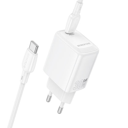 Caricabatterie Rete con Cavo USB-C Borofone BN28 Fuente, 30W, 3A, 1 x USB-C, Bianco