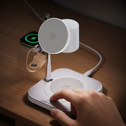 Caricabatterie Wireless Retea Acefast E39 3in1, 32.5W, Bianco