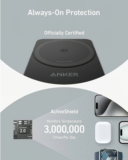 Caricabatterie Wireless Anker MagGo 3in1, 15W, 1.67A, Nero, Ricondizionato B2557311