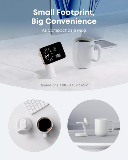 Caricatore da rete wireless Anker MagGo 3in1, 15W, 1.67A, Bianco B25M4G21