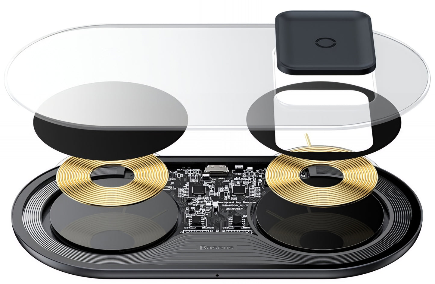 Caricabatterie Rete Wireless Baseus Simple 2in1, 15W, 1.67A, Trasparente WXJK-A01