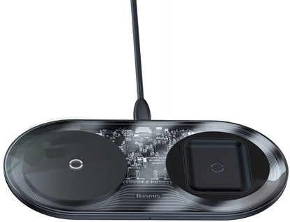 Caricabatterie Rete Wireless Baseus Simple 2in1, 15W, 1.67A, Trasparente WXJK-A01