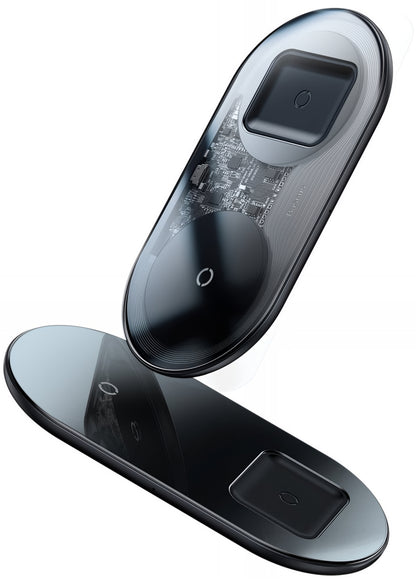 Caricabatterie Rete Wireless Baseus Simple 2in1, 15W, 1.67A, Trasparente WXJK-A01