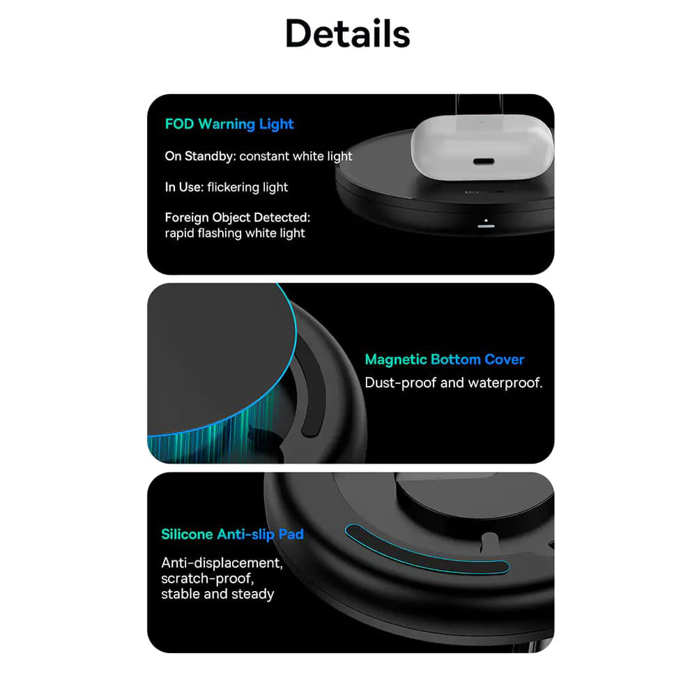 Caricabatterie Rete Wireless Baseus Swan 3in1, 20W, 1.67A, P10221302113-Z1