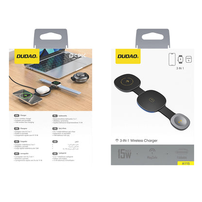 Dudao A11S 3in1 Wireless Network Charger, 15W, Black