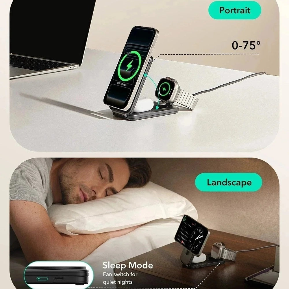 Caricabatterie Wireless ESR CryoBoost 3in1, 25W, Nero