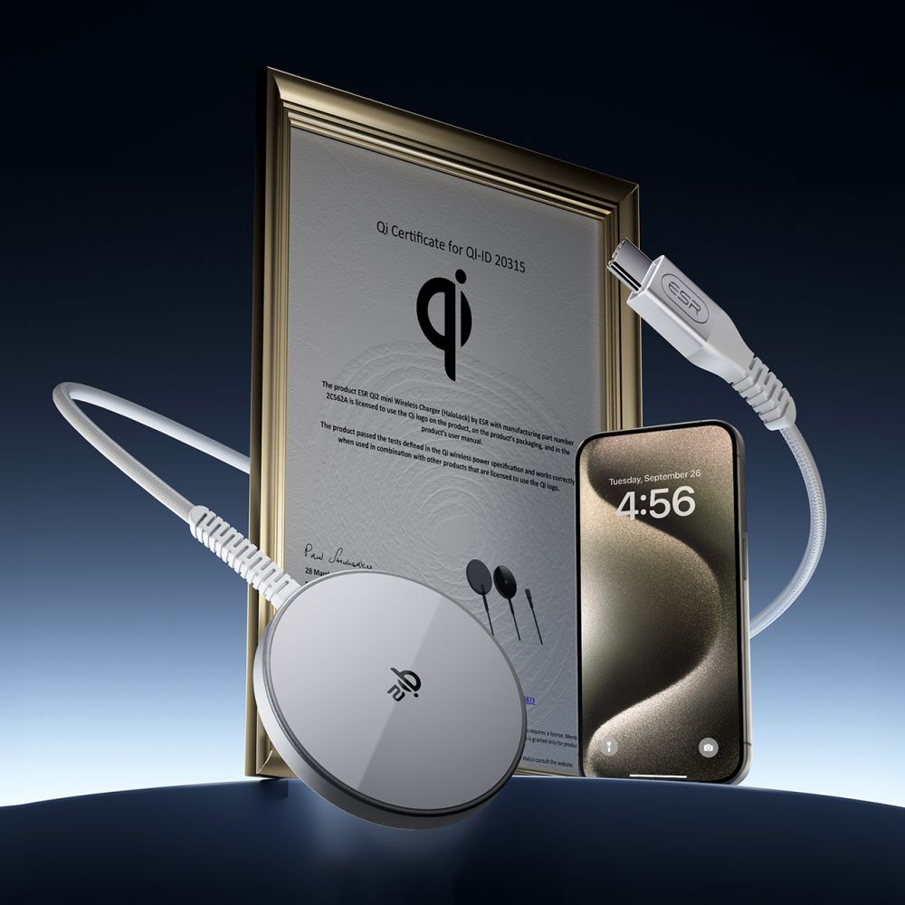 Caricabatterie Wireless ESR HaloLock, 15W, 1.67A, Argento