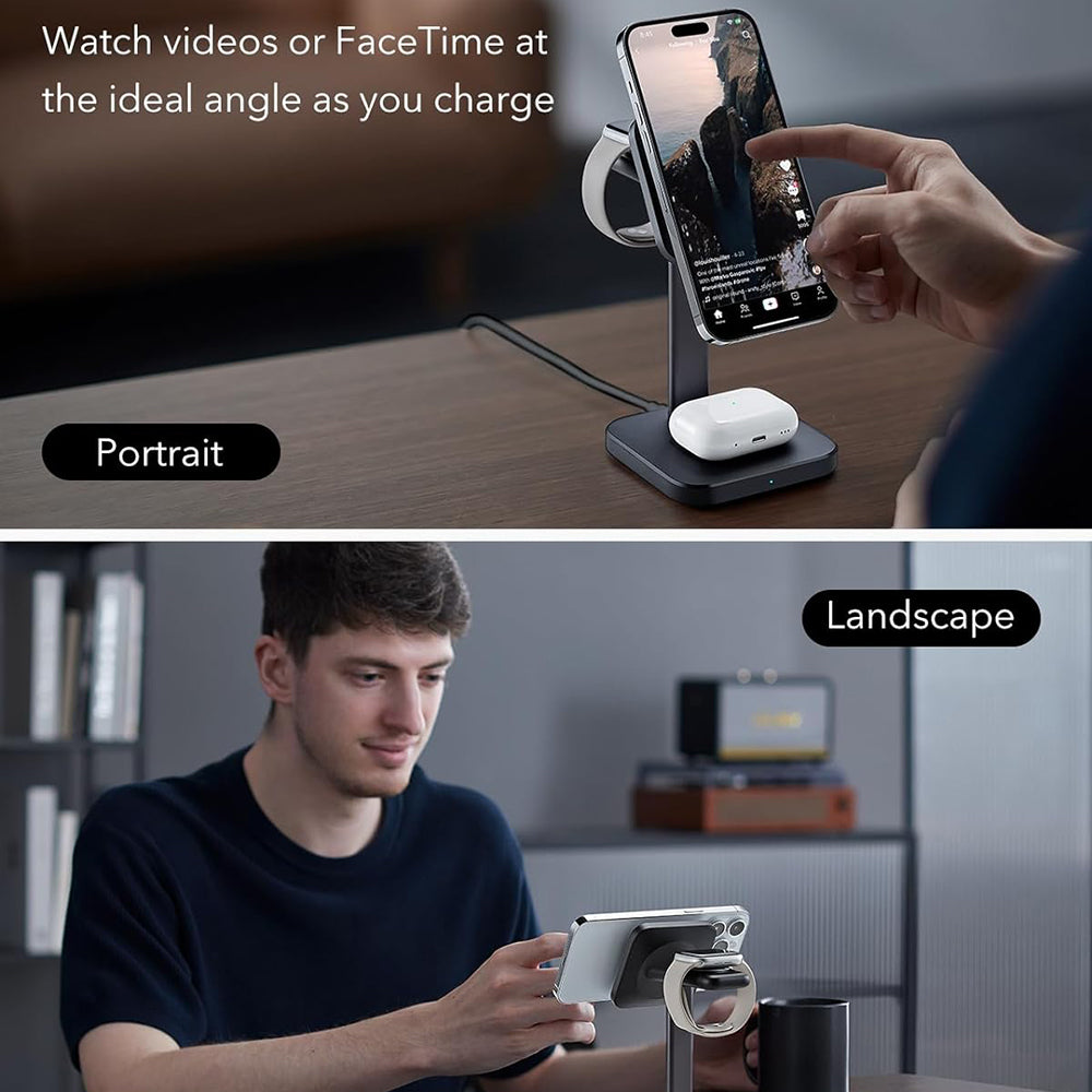 Caricabatterie Wireless Retea ESR HaloLock 3in1, 15W, 1.67A, Nero