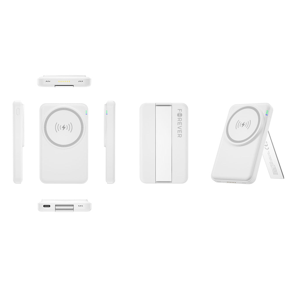 Caricabatterie Wireless Forever MACS-100 5in1, 20W, 3A, 1 x USB-A, Bianco