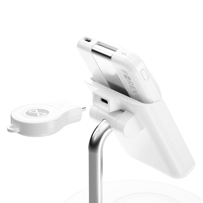 Caricabatterie Wireless Forever MACS-100 5in1, 20W, 3A, 1 x USB-A, Bianco