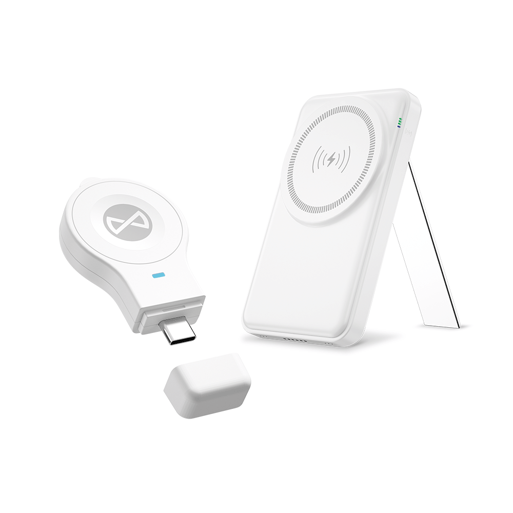 Caricabatterie Wireless Forever MACS-100 5in1, 20W, 3A, 1 x USB-A, Bianco