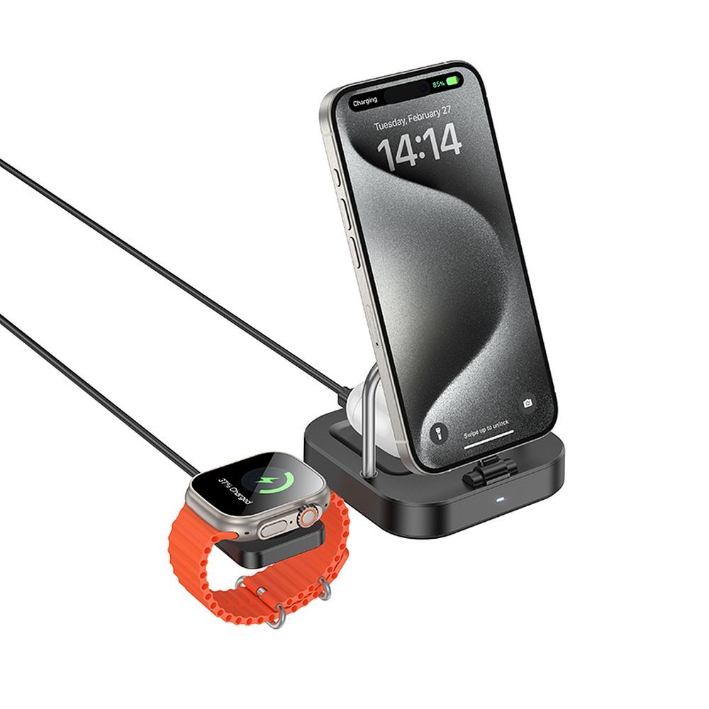Caricabatterie Wireless Rete HOCO CQ16A 3in1, 15W, 1.67A, Nero