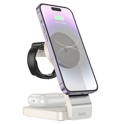 Caricabatterie Wireless Retea HOCO CQ3 3in1, 15W, 1.67A, Bianco