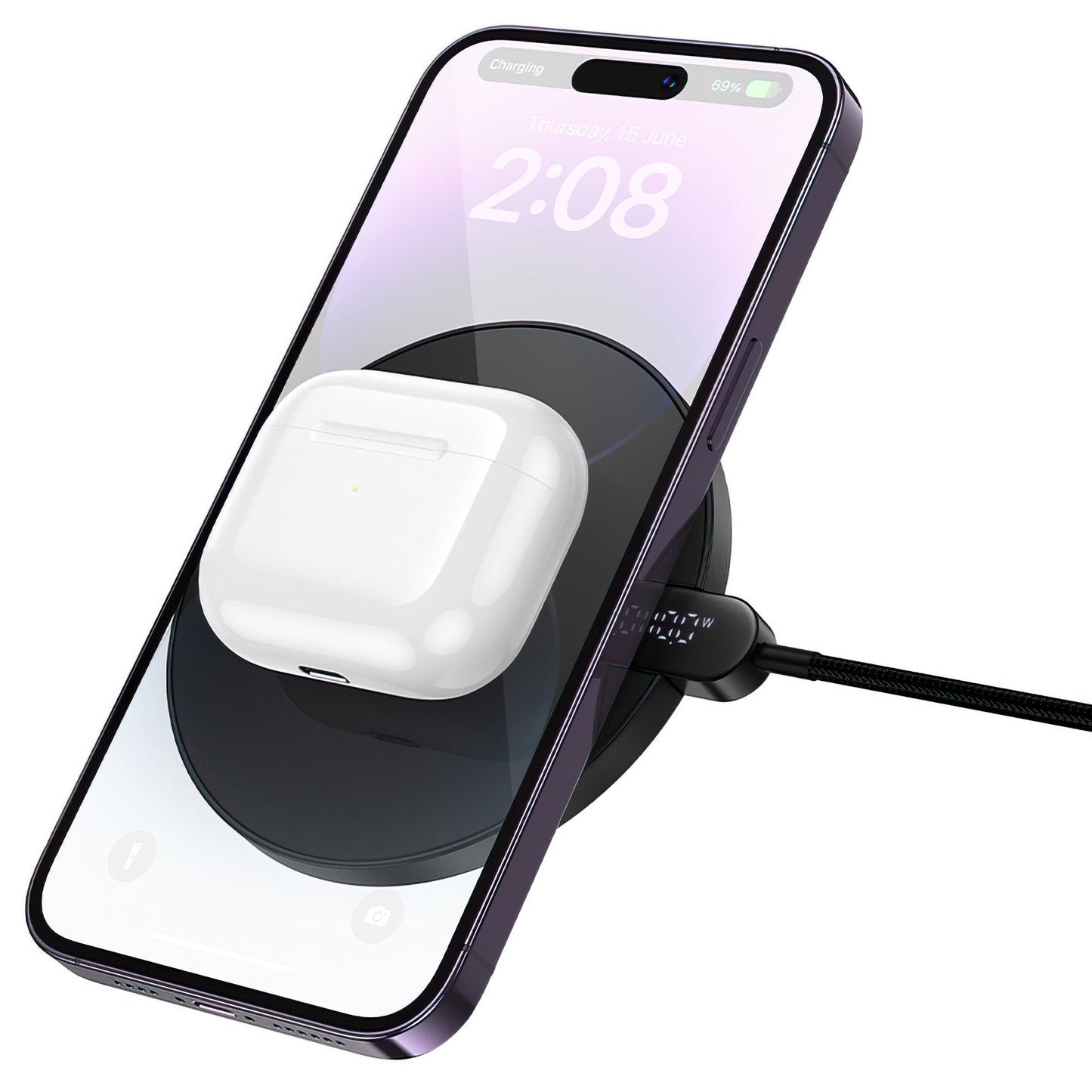 Caricabatterie Wireless Retea HOCO CW62, 15W, 1.67A, Nero