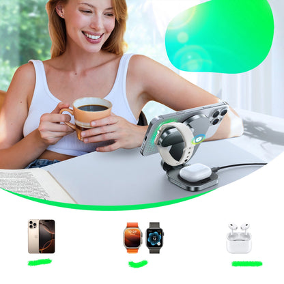 Caricabatterie Wireless Rete Joyroom JR-W17 3in1, 15W, 1.67A, Nero