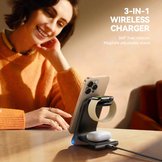 Joyroom JR-W15 3in1 Wireless Network Charger, 15W, 1.67A, Black