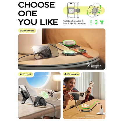 Caricabatterie Wireless Lisen 2in1, 15W, 1.67A, Nero YL0324100013