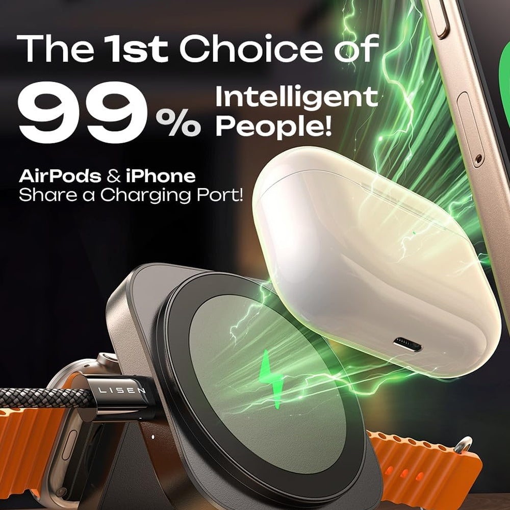 Caricabatterie Wireless Lisen 2in1, 15W, 1.67A, Nero YL0324100013