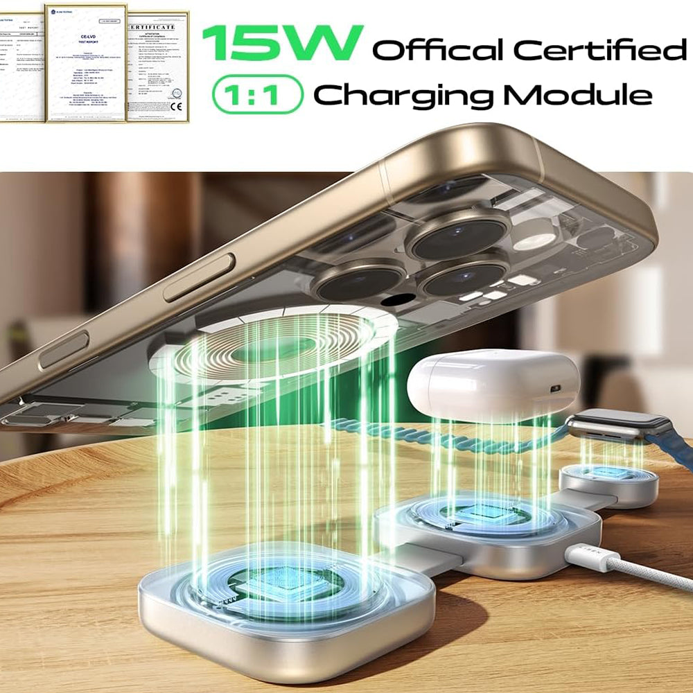 Caricabatterie Wireless Lisen 3in1, 15W, 1.67A, Grigio YL0424040001