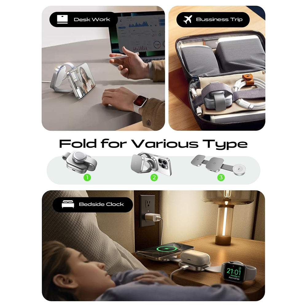 Caricabatterie Wireless Lisen 3in1, 15W, 1.67A, Grigio YL0424040001