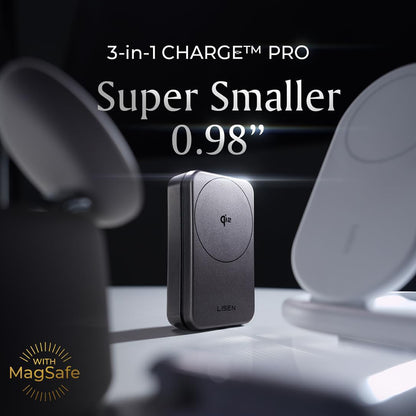 Caricabatterie Wireless Lisen W106 3in1, 15W, 1.67A, Grigio YL0424120009