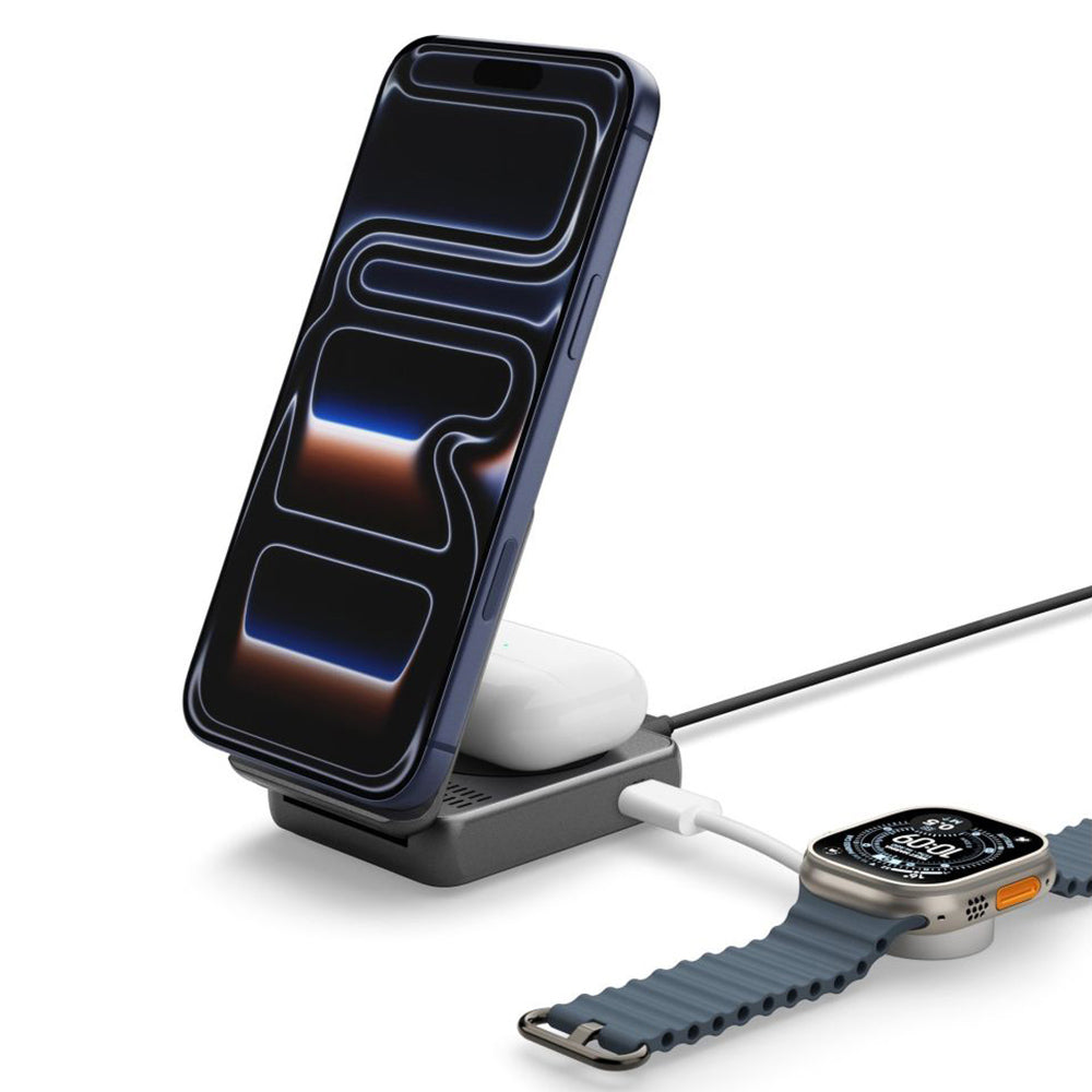 Caricabatterie Rete Wireless Spigen EF302MOQ 3in1, 25W, 1 x USB-C, Grigio