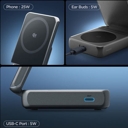 Caricabatterie Rete Wireless Spigen EF302MOQ 3in1, 25W, 1 x USB-C, Grigio