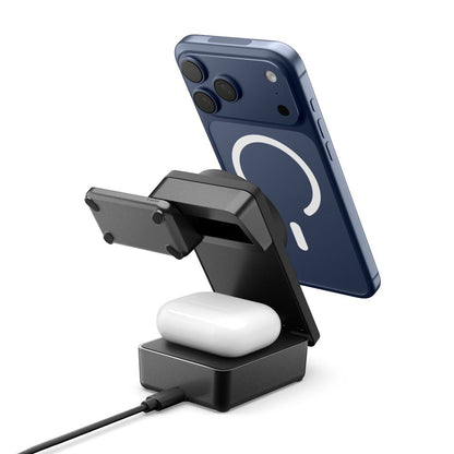 Caricabatterie Wireless Spigen EF323MQ Essential 3in1, 25W, Nero ACH10398