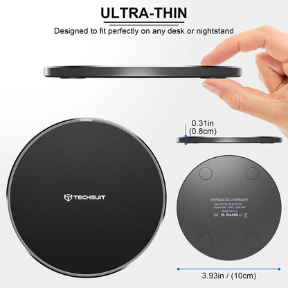Caricabatterie Wireless Rete Techsuit CHWR031 Premium, 15W, 1.67A, Nero