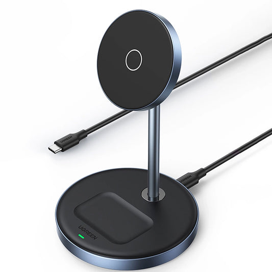 Caricabatterie Rete Wireless UGREEN CD317 2in1, 20W, 1.67A, Nero
