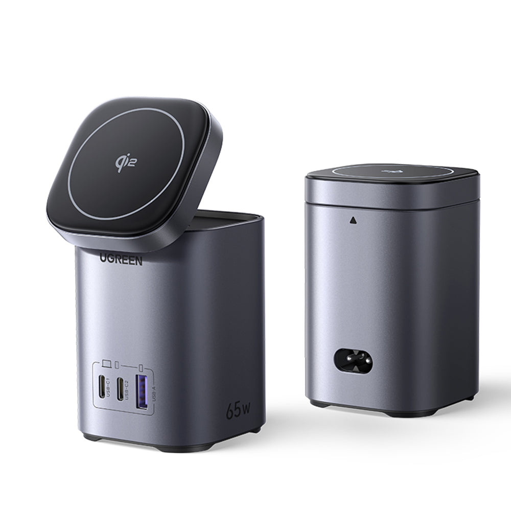 Caricabatterie Wireless UGREEN X555 4in1, 65W, 3.25A, 1 x USB-A - 2 x USB-C, Grigio