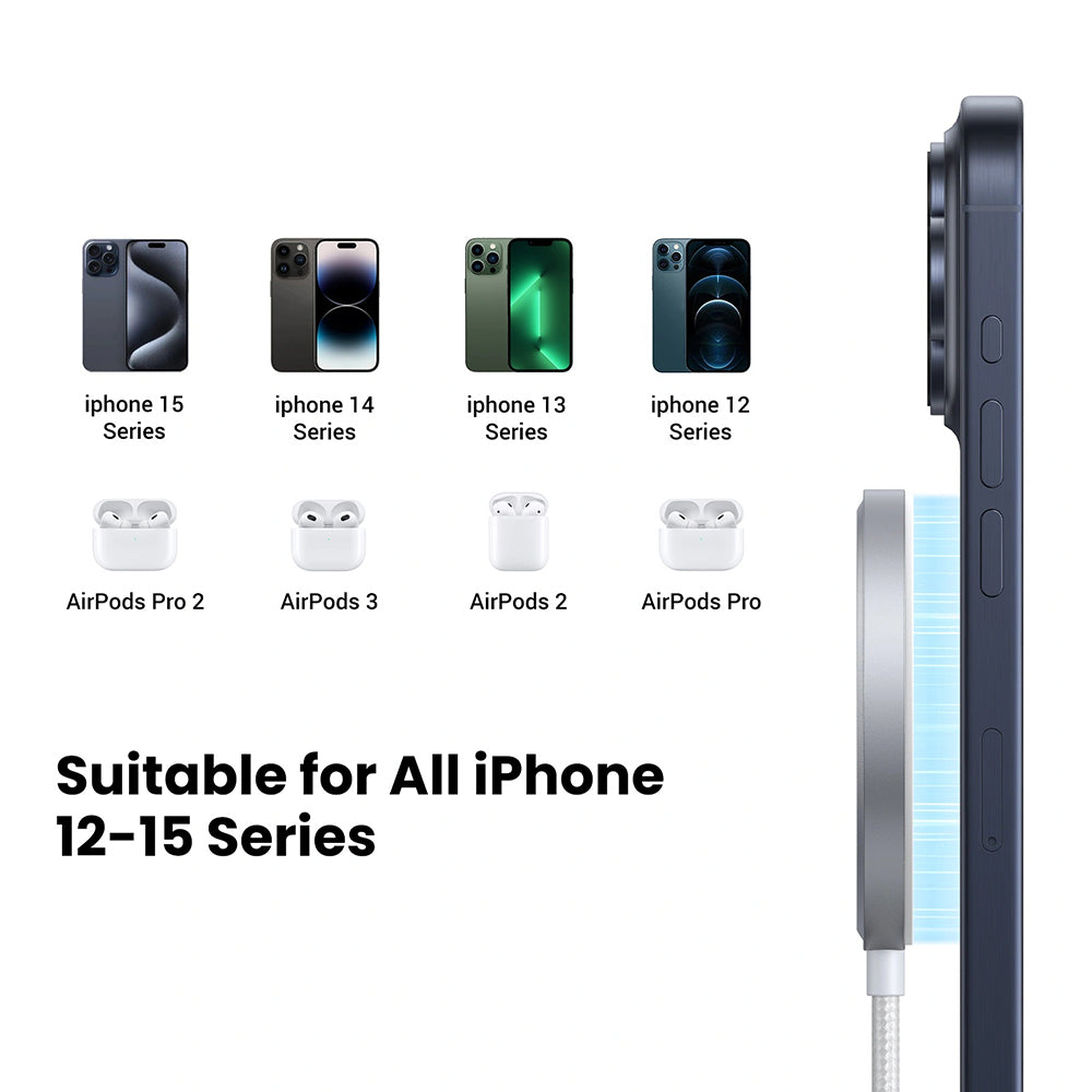 Caricabatterie Wireless UGREEN W703, 15W, 1.67A, Nero