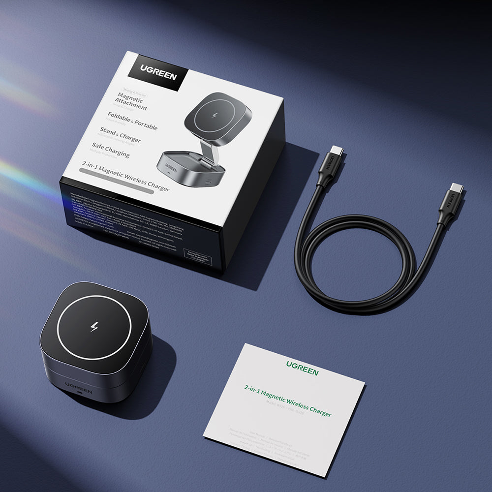 Caricabatterie Wireless UGREEN W526 3in1, 20W, 1.67A, 1 x USB-C, Nero