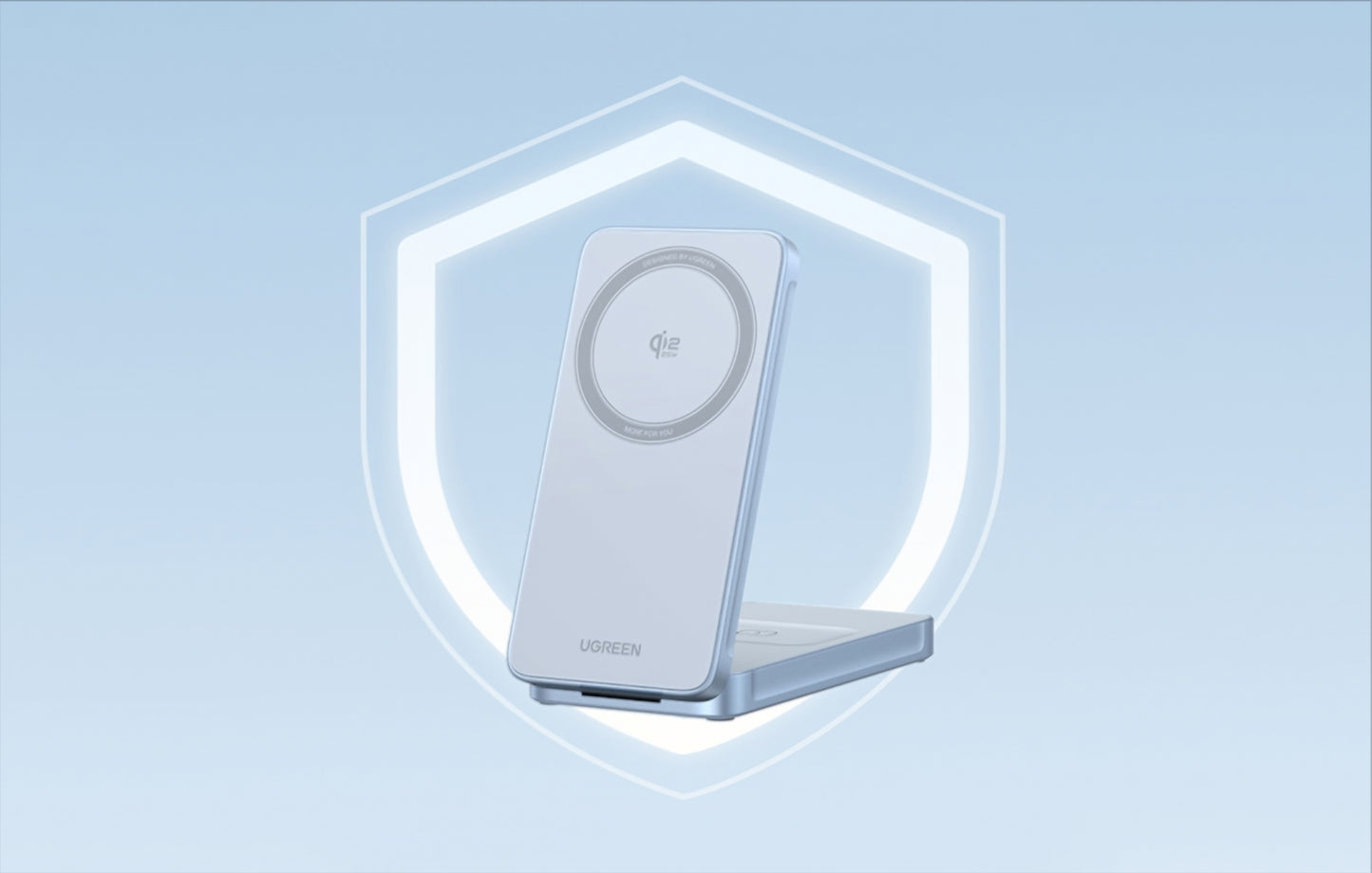 Caricabatterie Wireless UGREEN MagFlow 2in1, 25W, Blu