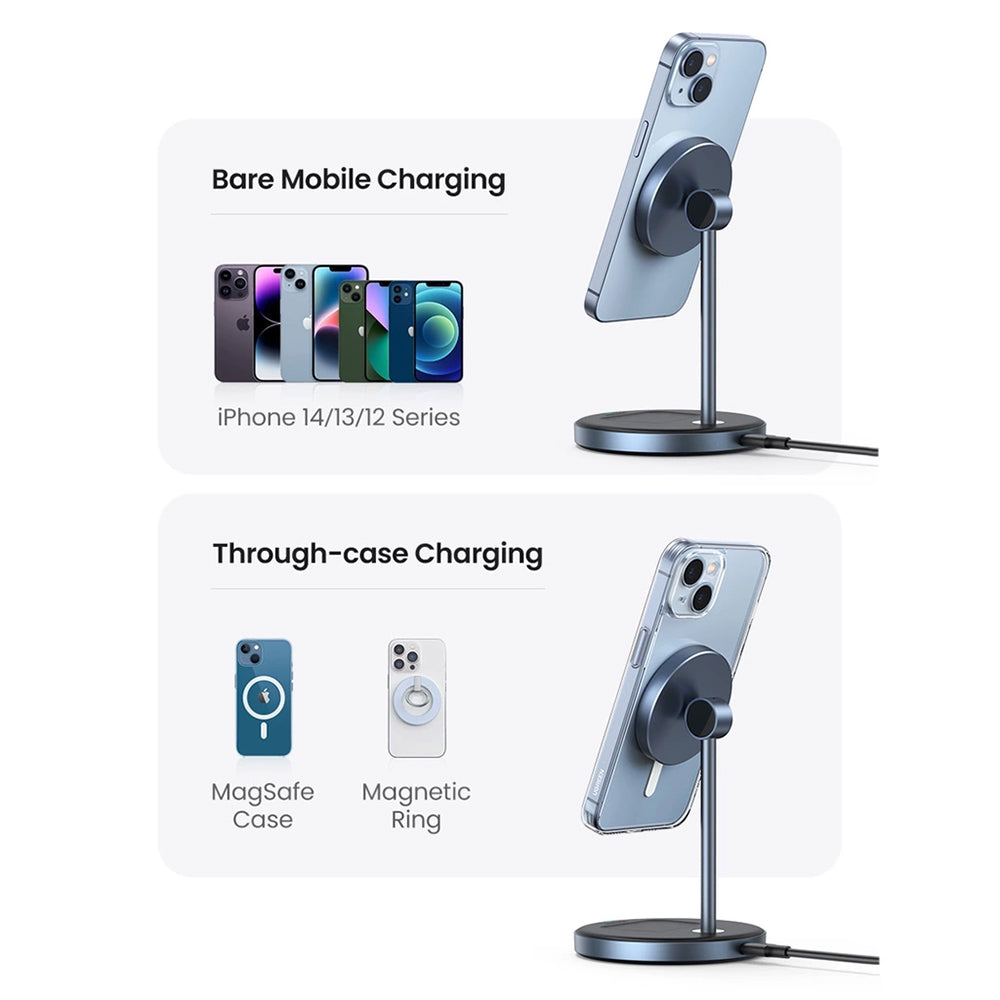 Caricabatterie Rete Wireless UGREEN CD317 2in1, 20W, 1.67A, Nero