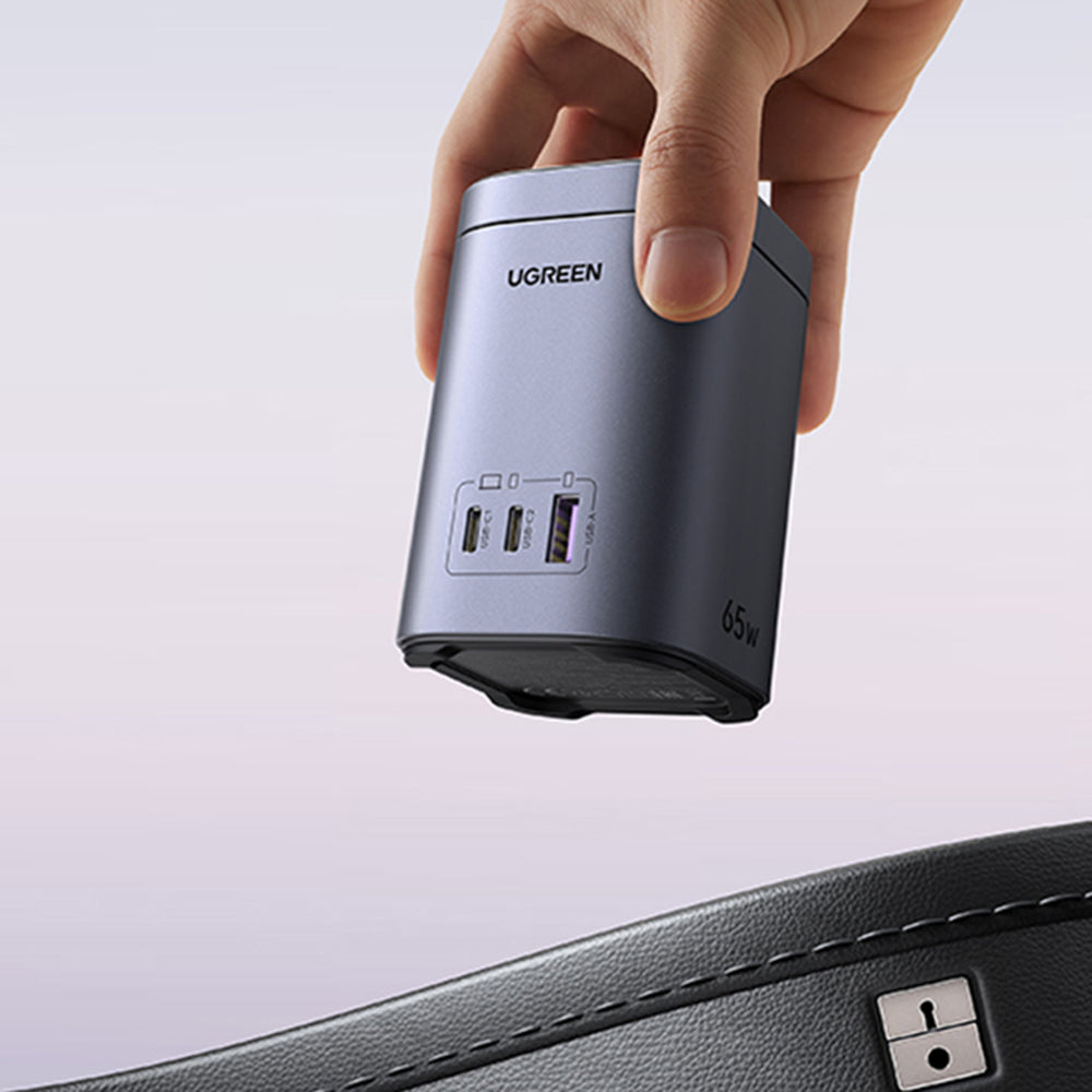 Caricabatterie Wireless UGREEN X555 4in1, 65W, 3.25A, 1 x USB-A - 2 x USB-C, Grigio